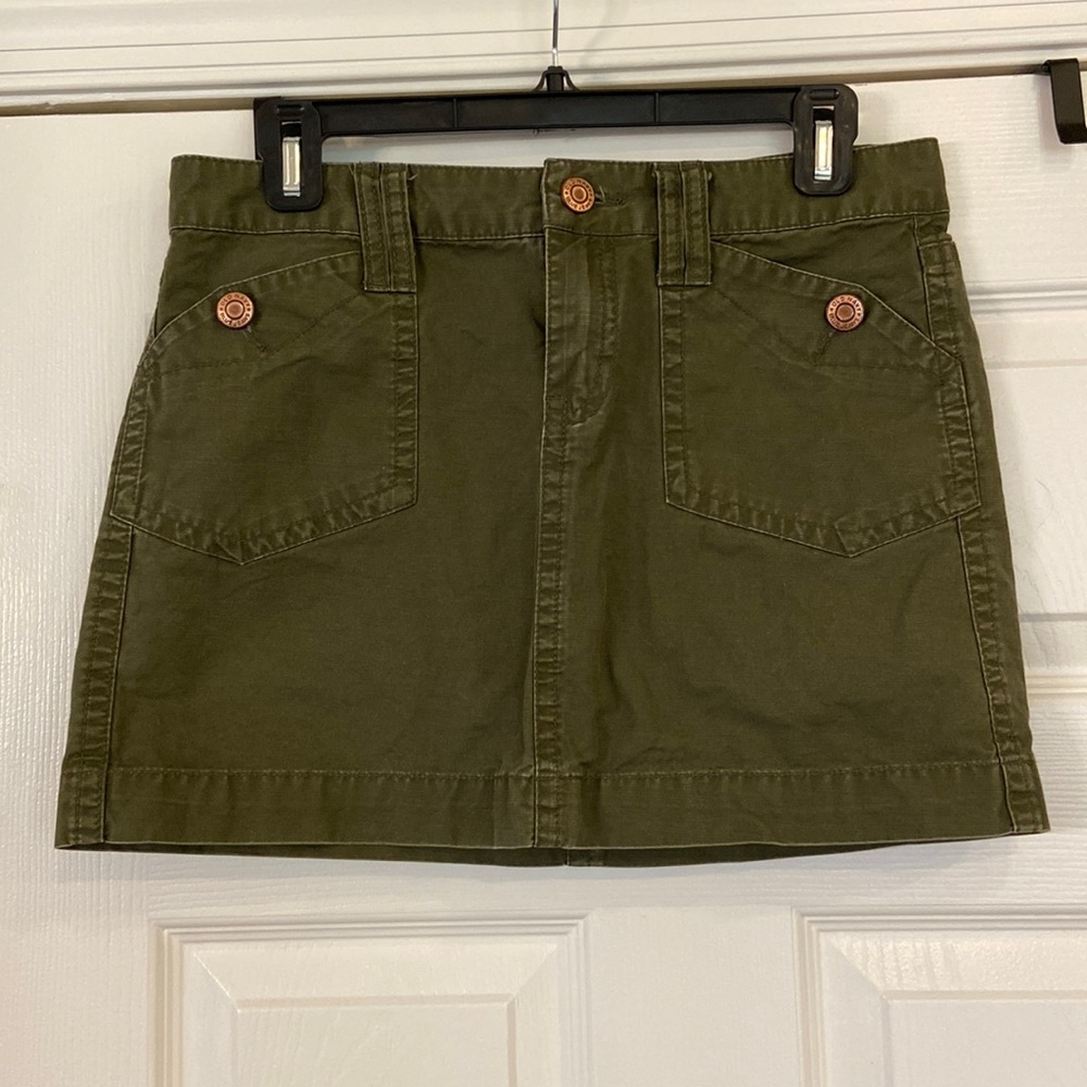 Olive green mini skirt